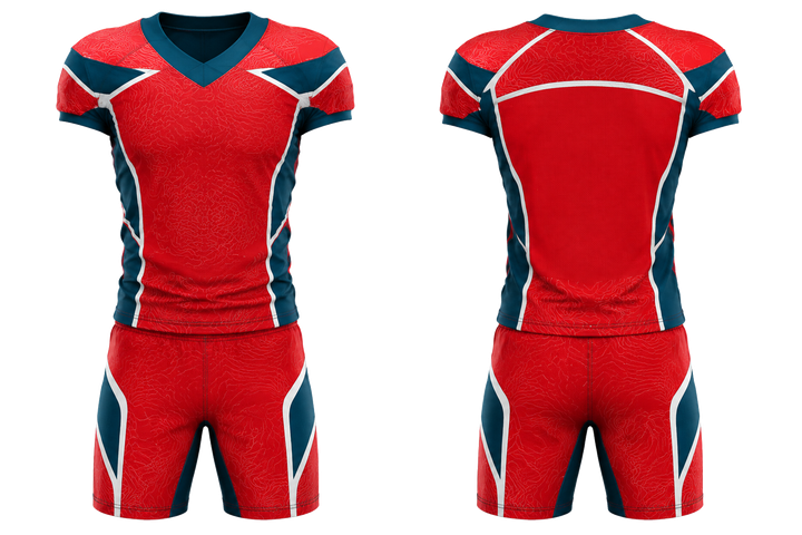 Club Red Contained Topographic Contour Field American Football Alternate Or 7v7 Uniform American Football teamwear design
