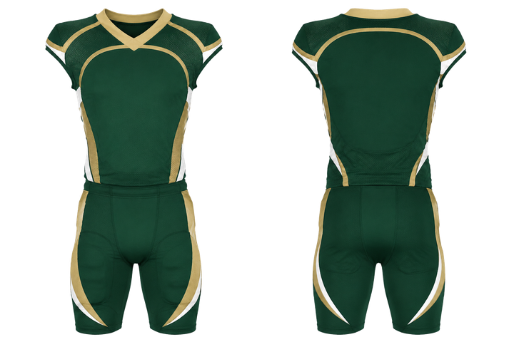 Forest Green Minimal Arch And Orbit Geometry American Football Alternate Or 7v7 Uniform American Football teamwear design
