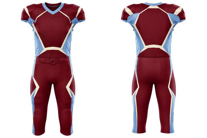 Deep Maroon Faceted Shield Geometry American Football Padded Game Uniform American Football teamwear design