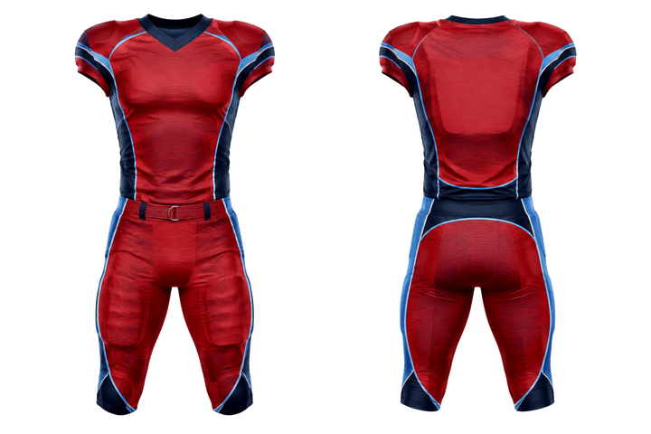 Deep Red Low Contrast Ripple Map American Football Padded Game Uniform American Football teamwear design