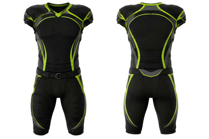 Black Nested Contour Arcs American Football Padded Game Uniform American Football teamwear design