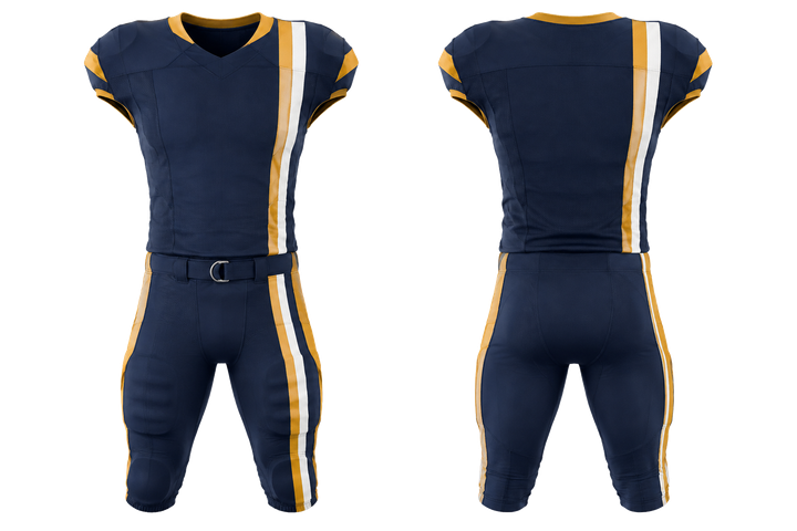 Marine Blue Offset Vertical Race Stripe American Football Padded Game Uniform American Football teamwear design