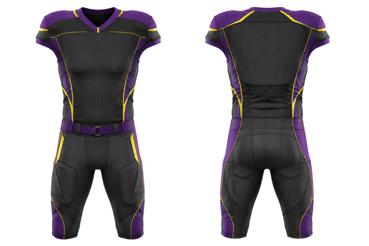 Charcoal Retro Micro Stripe With Modern Panel Breaks American Football Padded Game Uniform American Football teamwear design