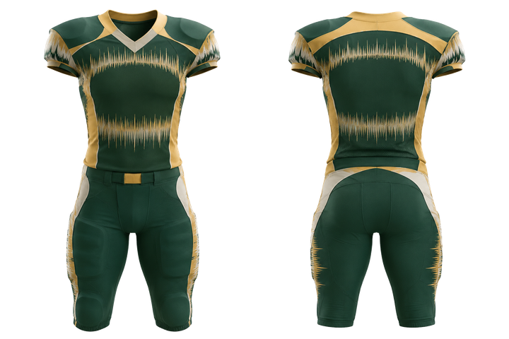 Forest Green Tonal Soundwave Rhythm American Football Padded Game Uniform American Football teamwear design
