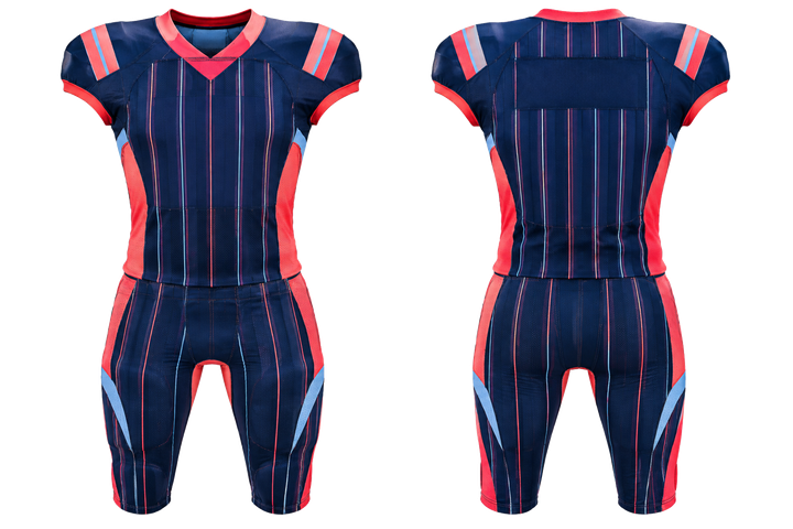 Indigo Wide Modern Pinstripe Field American Football Padded Game Uniform American Football teamwear design