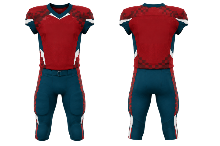 Club Red Stepped Chequer Field With Original Spacing American Football Practice Uniform American Football teamwear design