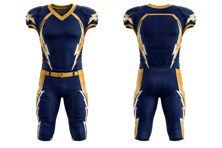Marine Blue Negative Space Lightning Channel American Football Youth Football Uniform American Football teamwear design