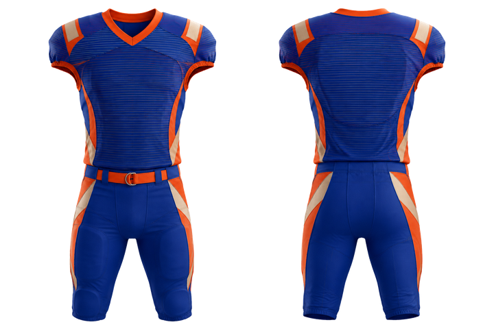 Cobalt Retro Micro Stripe With Modern Panel Breaks American Football Youth Football Uniform American Football teamwear design
