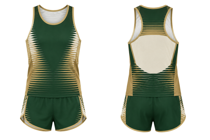 Forest Green Compressed Gradient Illusion Made Only From Flat Bands Athletics Race Kit Athletics teamwear design