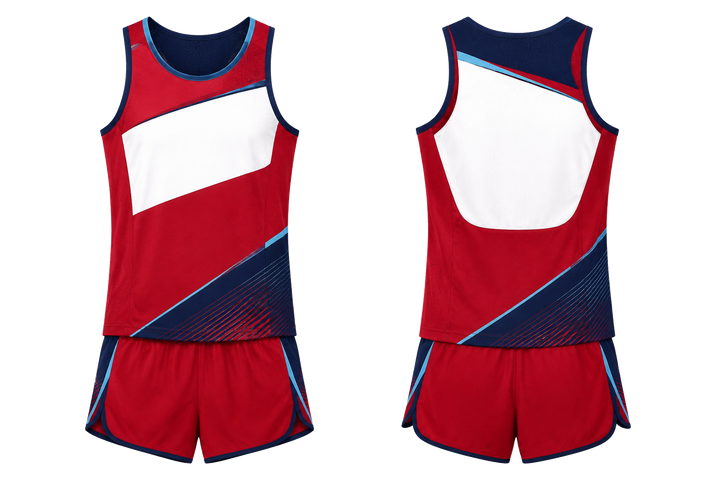 Deep Red Diagonal Court Line Architecture Athletics Race Kit Athletics teamwear design