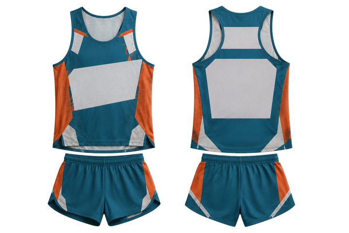 Petrol Teal Modular Block Mosaic Athletics Race Kit Athletics teamwear design