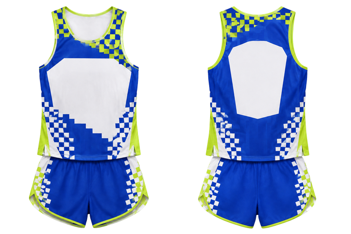 Royal Blue Stepped Chequer Field With Original Spacing Athletics Race Kit Athletics teamwear design