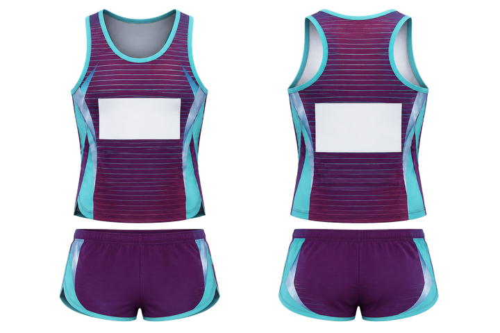 Plum Retro Micro Stripe With Modern Panel Breaks Athletics Relay Or Field Event Kit Athletics teamwear design