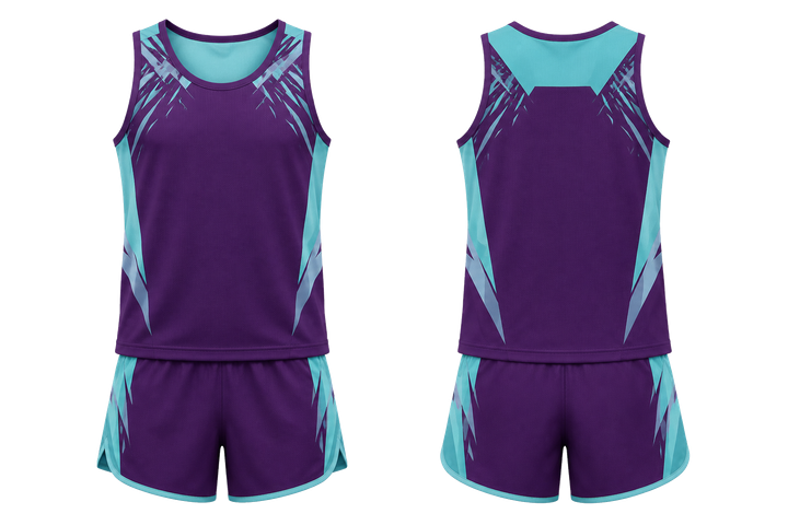 Plum Angular Shoulder Burst Athletics Track Training Set Athletics teamwear design