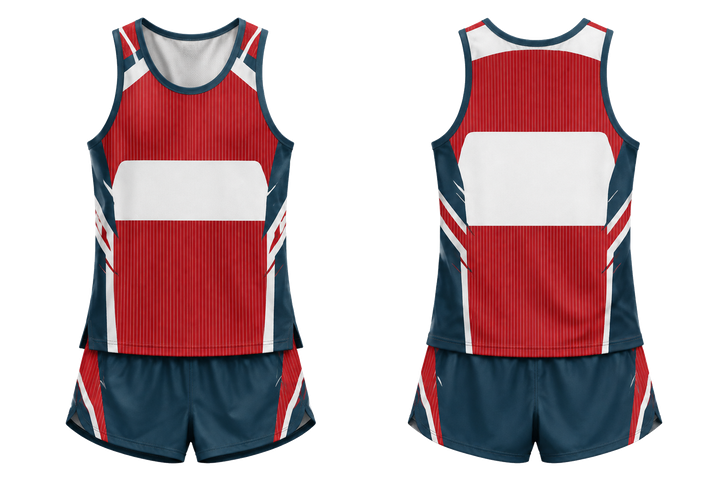 Club Red Retro Micro Stripe With Modern Panel Breaks Athletics Track Training Set Athletics teamwear design