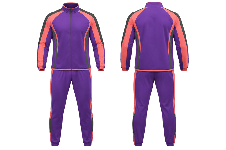 Purple Bold Sleeve To Side Bridge Athletics Track Warm Up Set Athletics teamwear design