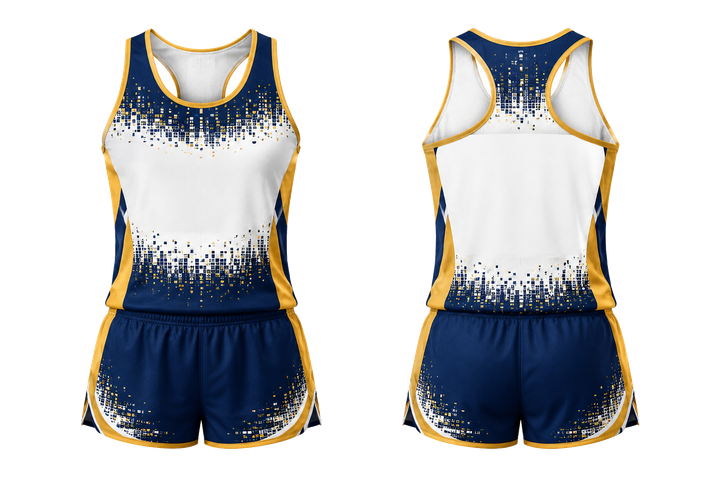Marine Blue Pixel To Panel Fade Built From Flat Bands Athletics Women's Or Youth Race Kit Athletics teamwear design