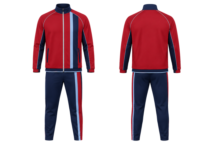 Deep Red Offset Vertical Race Stripe Baseball Dugout Warm Up Set Baseball teamwear design
