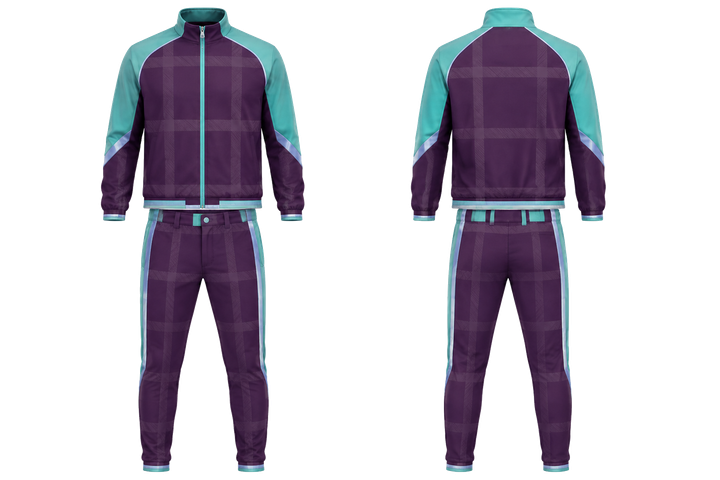 Plum Oversized Tonal Grid Baseball Dugout Warm Up Set Baseball teamwear design