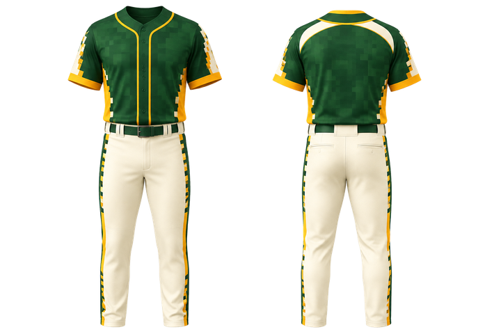 Bottle Green Stepped Chequer Field With Original Spacing Baseball Game Uniform Baseball teamwear design