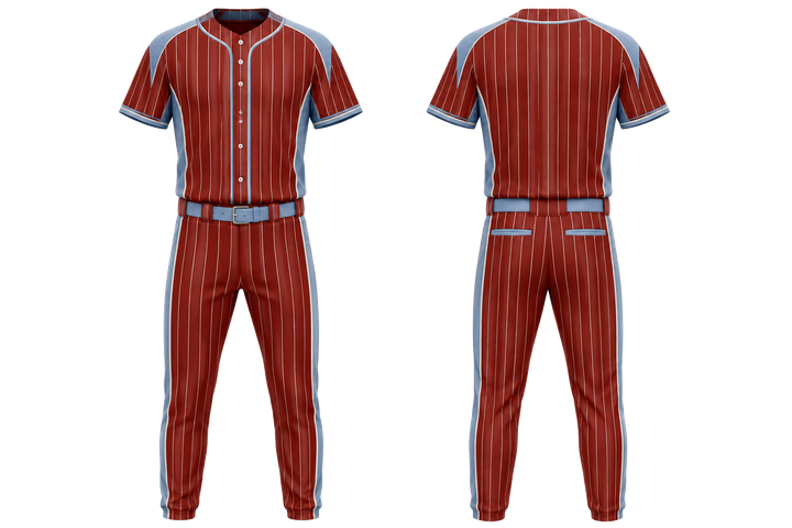 Brick Red Wide Modern Pinstripe Field Baseball Game Uniform Baseball teamwear design