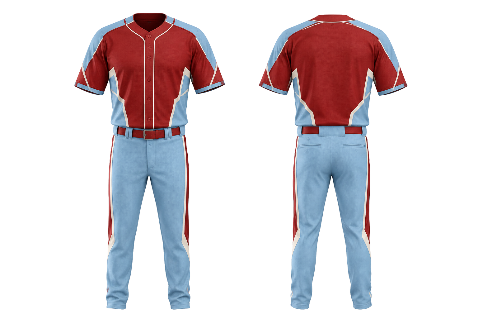 Brick Red Faceted Shield Geometry Baseball Heritage Alternate Uniform combined front and back custom uniform design