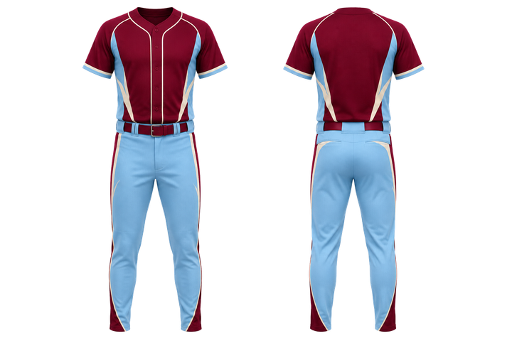 Deep Maroon Curved Body Mapped Side Flow Baseball Youth Or Fitted Diamond Uniform Baseball teamwear design