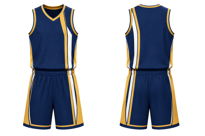 Marine Blue Offset Vertical Race Stripe Basketball Alternate Competition Uniform Basketball teamwear design