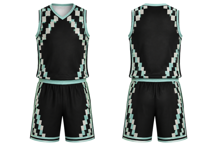 Obsidian Black Stepped Chequer Field With Original Spacing Basketball Alternate Competition Uniform Basketball teamwear design