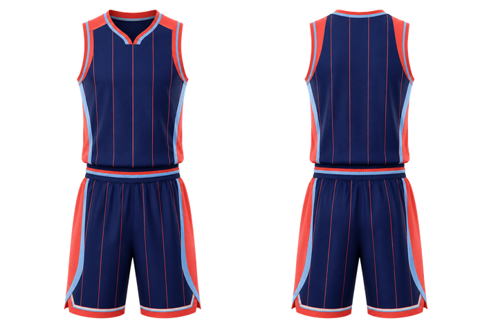 Indigo Wide Modern Pinstripe Field Basketball Alternate Competition Uniform Basketball teamwear design