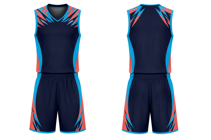 Midnight Navy Angular Shoulder Burst Basketball Court Uniform Basketball teamwear design