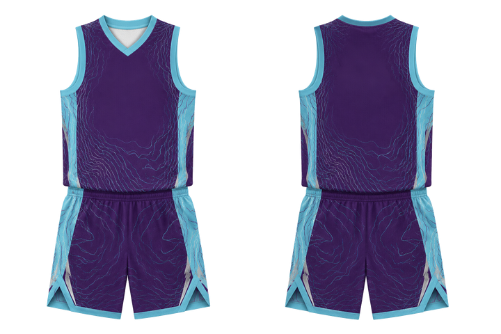 Plum Contained Topographic Contour Field Basketball Court Uniform Basketball teamwear design