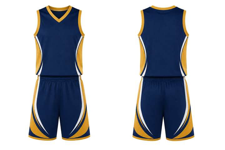 Marine Blue Curved Body Mapped Side Flow Basketball Court Uniform Basketball teamwear design