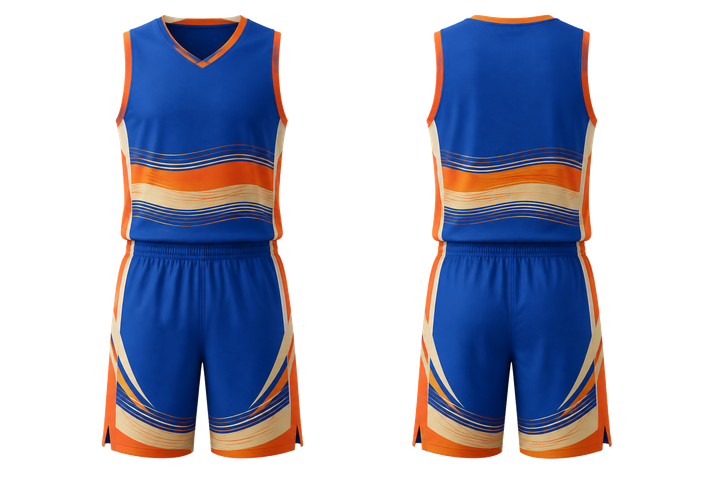 Cobalt Layered Horizon Bands Basketball Court Uniform Basketball teamwear design