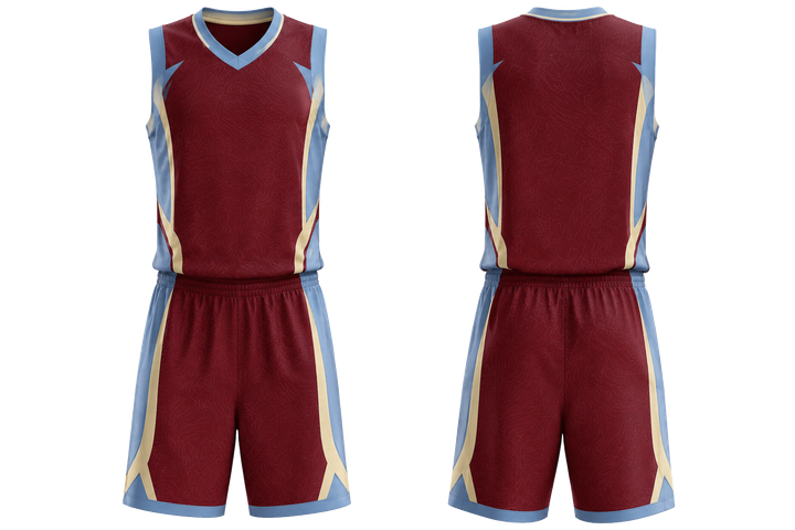 Deep Maroon Low Contrast Ripple Map Basketball Court Uniform Basketball teamwear design