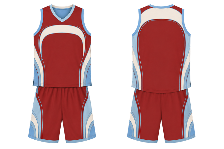 Brick Red Nested Contour Arcs Basketball Court Uniform Basketball teamwear design