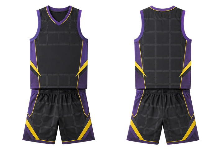 Charcoal Oversized Tonal Grid Basketball Court Uniform Basketball teamwear design