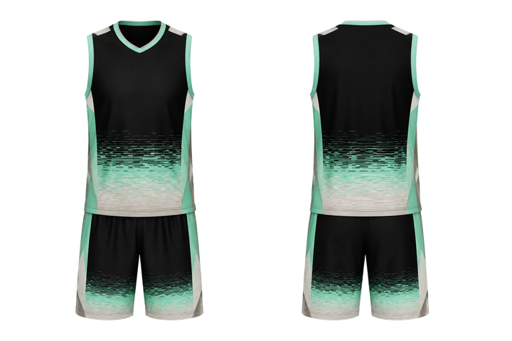 Obsidian Black Pixel To Panel Fade Built From Flat Bands Basketball Court Uniform Basketball teamwear design