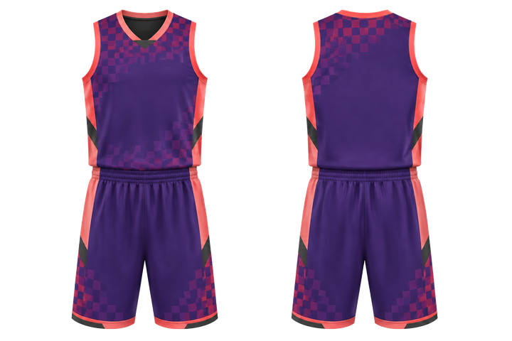 Purple Stepped Chequer Field With Original Spacing Basketball Court Uniform Basketball teamwear design