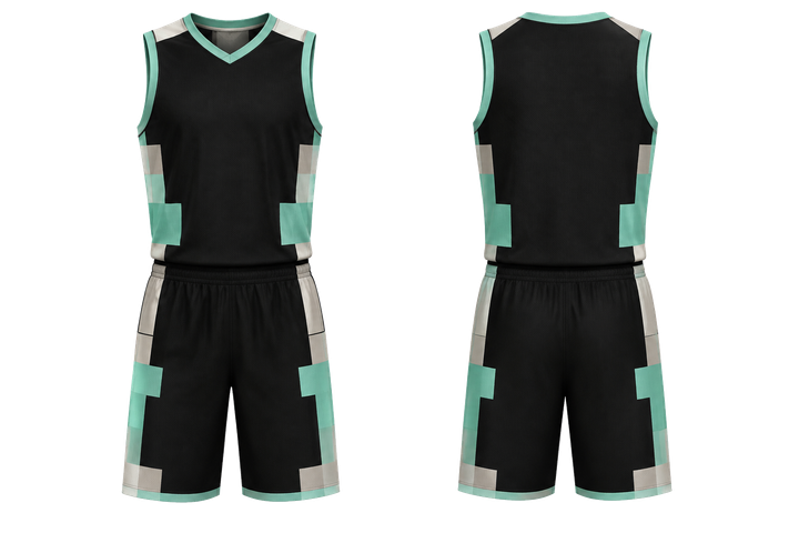 Obsidian Black Modular Block Mosaic Basketball Practice Set Basketball teamwear design