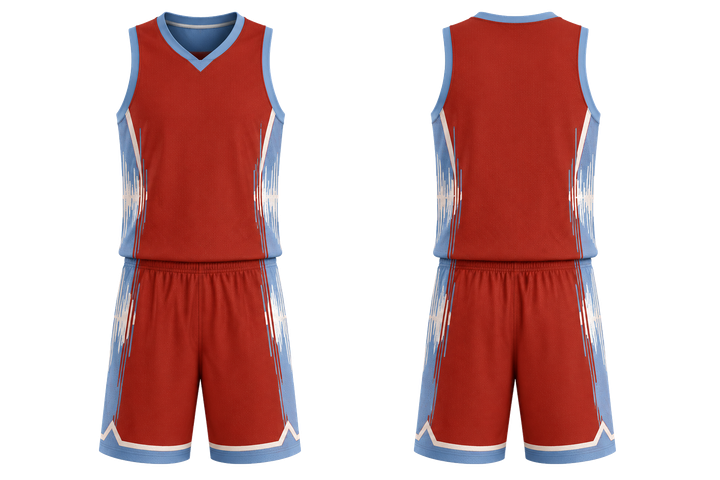Brick Red Tonal Soundwave Rhythm Basketball Practice Set Basketball teamwear design