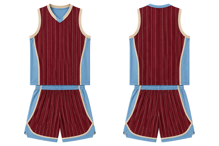 Deep Maroon Wide Modern Pinstripe Field Basketball Practice Set Basketball teamwear design