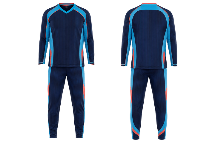Midnight Navy Retro Micro Stripe With Modern Panel Breaks Basketball Shooting Warm Up Set Basketball teamwear design