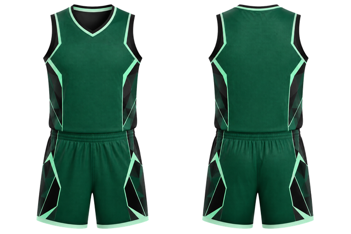 Emerald Faceted Shield Geometry Basketball Women's Or Youth Court Uniform Basketball teamwear design