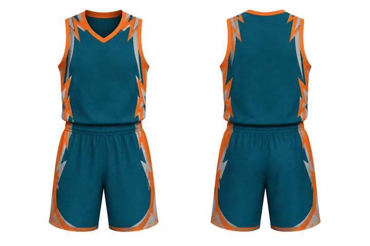 Petrol Teal Negative Space Lightning Channel Basketball Women's Or Youth Court Uniform Basketball teamwear design