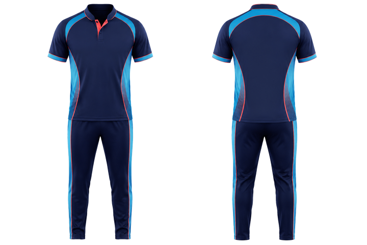 Midnight Navy Curved Body Mapped Side Flow Cricket Cricket Training Kit Cricket teamwear design