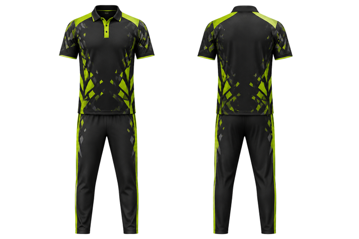 Black Fractured Diamond Field Cricket Cricket Training Kit Cricket teamwear design