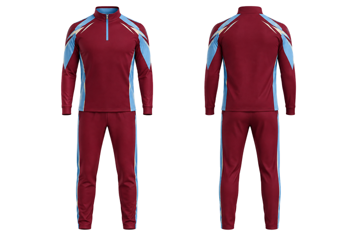 Deep Maroon Angular Shoulder Burst Cricket Cricket Travel Set Cricket teamwear design