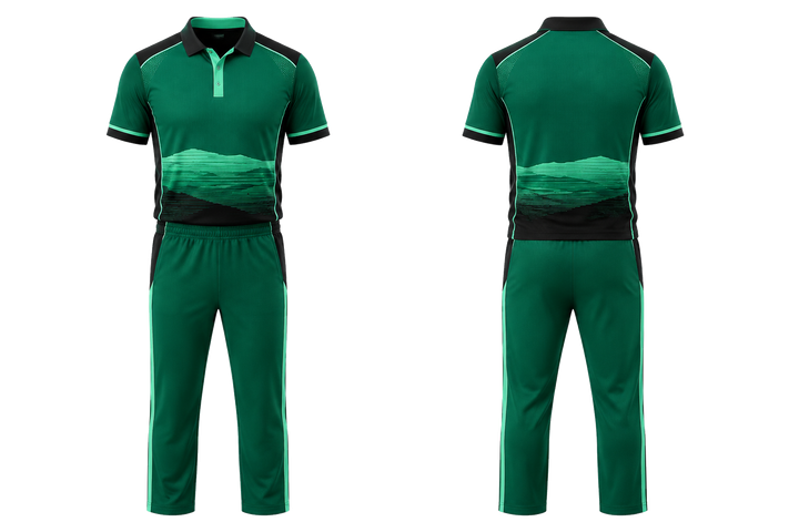 Emerald Layered Horizon Bands Cricket Premium Whites Or Alternate Kit Cricket teamwear design