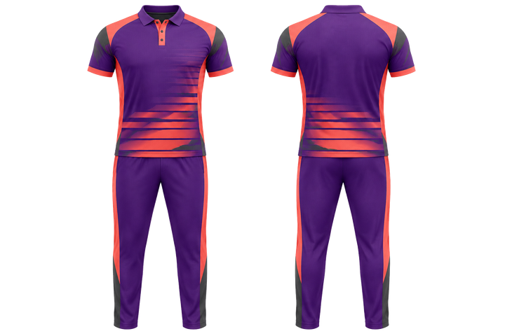 Purple Compressed Gradient Illusion Made Only From Flat Bands Cricket T20 Or ODI Kit Cricket teamwear design